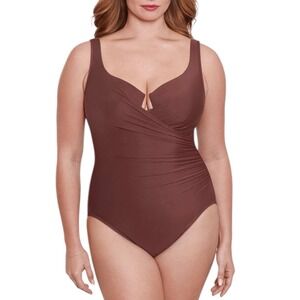 Miraclesuit Women's Plus Size Escape Underwire One Piece Swimsuit Size 24w Brown